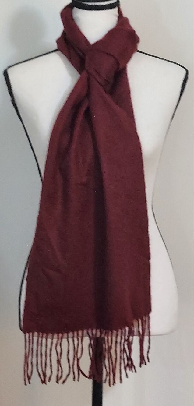CLUB ROOM NWT Men's 100% Cashmere Fringe Scarf Muffler Burgundy Red $120